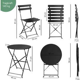 Kesser KESSER® Bistroset 3-teilig Bistrotisch mit 2 klappbaren Stühle Set Balkonset Balkonmöbel Klapp-Möbel Gartenset Sitzgarnitur Gartengarnitur Gartenmöbel Sitzgruppe Metall Bistro Gartentisch inkl. Abdeckung