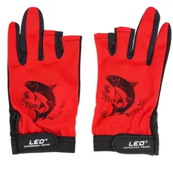 1 paar 3 Fingerlose Angeln Handschuhe Atmungsaktiv Schnell Trocknend Anti-slip Angeln Handschuhe Outdoor Sport Radfahren Camping Laufen rot