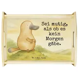 Mr. & Mrs. Panda Tablett Schnabeltier Mut Design, betttablett, Weiß, Arbeit, Büro, Training, W, Echtholz lasiert, (Packung, 1-tlg) weiß