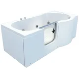 AcquaVapore Whirlpool-Badewanne AcquaVapore Sitzwanne Whirlpool Badewanne mit Tür S12-WP-L 170x85cm, (1-tlg) weiß