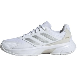 adidas Damen Courtjam Control 3 Tennisschuhe Sneaker, Cloud White/Silver Metallic/Grey One, 41 1/3 EU