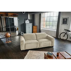 KAWOLA Sofa FINN 3-Sitzer mit Relaxfunktion Cord cremeweiß