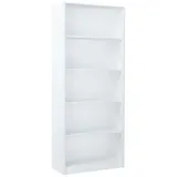 home collective Bücherregal mit 5 Ebenen Regal in matter Ausführung 74 cm breit, Standregal mit 4 Einlegeböden, ideal für Schlafzimmer, Wohnzimmer, Flur, strapazierfähige Laminatplatte, 16 mm dick Weiß