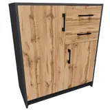 matkam Kommode 74 x 85 x 35 cm Anthrazit / Eiche