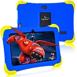 EagleSoar Kinder Tablet Android 12 Kindertablet 7 Zoll, Quad Core 2GB+32 GB, Dual-Kamera, HD-Display, WLAN, Bluetooth, Kindersicherung, Tablet für Kinder Ab 2-12 mit Kindersicherer Hülle(Dunkelblau)