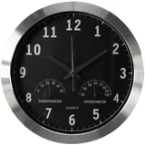 Perel Wanduhr 35,5 cm, Aluminium, schwarz/silber