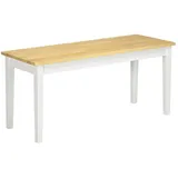 Homcom Sitzbank 2-Sitzer Essbank Holzbank, Küchenbank Wohnzimmerbank für Küche, Eingang, bis 220 kg belastbar, Kiefernholz, Natur+Weiß, 102 x 36 x 45 cm