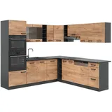 Vicco Eckküche R-Line Goldkraft Eiche/Anthrazit 237 x 60 cm ohne Arbeitsplatte