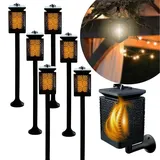 BLIXTAR 6x Solar 3in1 Garten LED Lampe, Laterne, Fackel Flammeneffekt Laterne
