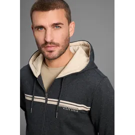 Bruno Banani Sweatjacke BRUNO BANANI, Herren, Gr. 3XL (64/66), anthrazit melange, Sweatware, Obermaterial: 60% Baumwolle, 40% Polyester, bedruckt, schmal, Sweatjacken Sweatjacke, moderner Brustprint