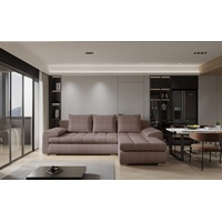 Fun Möbel Ecksofa Sofa HECKTOR, mit Schlaffunktion Stoff Abriamo Altrosa Ottomane Rechts