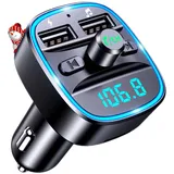 Mohard Bluetooth FM Transmitter, KFZ Bluetooth Adapter Auto Radio FM Transmitter, Autoladegerät Zigarettenanzünder mit Freisprechen, 2 USB-Anschlüsse (5V/2,4A & 1A), Unterstützt USB-Stick & TF Karte