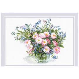 Riolis Kreuzstich Stickpackung "Zarte Gänseblümchen", Zählmuster, 30x21cm