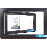 Kellerfenster Kunststofffenster anthrazit, BxH: 90 x 45 cm / 900 x 450 mm Verglasung (32 mm) Dreh-Kipp inkl. Pilzkopfverriegelung, DIN Links (Griff Rechts), 60 mm Profil