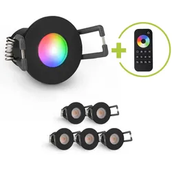 Einbaustrahler Mini Livorno 3W RGBW IP65 - Farbe: schwarz matt - Anzahl: 6x