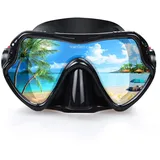 Erwachsene Tauchmaske, professionelle Schnorchelbrille, Anti-Leck Taucherbrille, 180° Pano Anti-Fog Schwimmbrille Tempered Glas Tauchgerät Maske, Verstellbares Silikonband für Schnorcheln Schwimmen