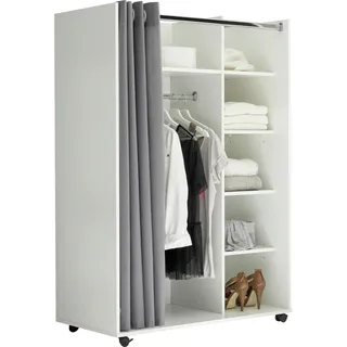 Pol-Power Kleiderschrank Jenke 100 x 145 x 50 cm Weiß/Grau