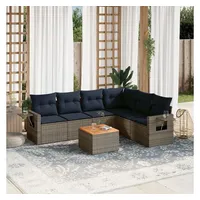 vidaXL Gartensofa-Set 7-tlg. grau Polyrattan