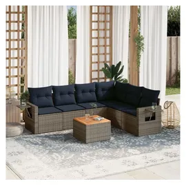 vidaXL Gartensofa-Set 7-tlg. grau Polyrattan