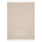 Sansibar Wohndecke mit Fransen Jacquard Scotch Decke Tagesdecke Überwurf 150x200 cm (ca.150x200 cm, Beige/Weiß)