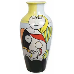 Casa Padrino Porzellan Vase Bunt H. 63 cm - Handbemalte Deko Blumenvase mit abstraktem Motiv