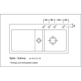 Villeroy & Boch Subway 60 flat rechts fossil + Handbetätigung