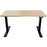 BISLEY E-WonderTech elektrisch höhenverstellbarer Schreibtisch kendal eiche rechteckig, T-Fuß-Gestell schwarz 140,0 x 80,0 cm