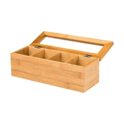 KHG Teebeutelbox   , Bambus,Glas , Maße (cm): B: 10 H: 9,7