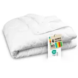 ZOLLNER 4-Jahreszeiten Bettdecke, 220x240 cm, mit Druckknöpfen, Polyester, weiß - Weiß