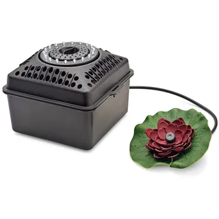 Aquanique Unterwasser Teichbelüfter UA 1200 LED, Sauerstoffpumpe mit Licht | 1200 l/h Durchflussrate | Filter mit Filterschwamm und Filtergestein