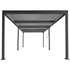 Mendler Alu Pergola HWC-L41, Lamellen-Pavillon Terrassenüberdachung, stabiles 8cm-Metall-Gestell 3x6m - anthrazit