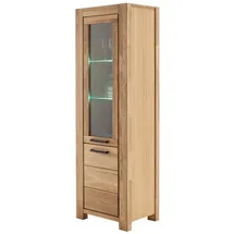 Lomadox Vitrine Mit Türanschlag Links, Led-beleuchtung, Wildeiche Teilmassiv Geölt, Seliste-06