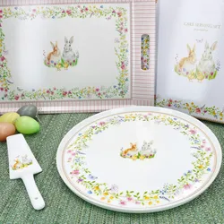 HAPPY EASTER Kuchenplatte mit Tortenheber aus Porzellan – R1112