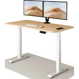 Desktronic HomeOne Höhenverstellbarer Schreibtisch Weiß - Eiche 140x70cm