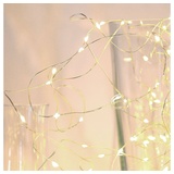 ETC Shop 50x LED Lichter Kette Weihnachts Deko Beleuchtung Kupfer X-MAS Advents Lampe silber