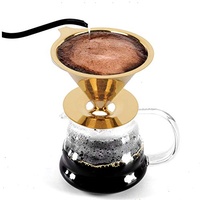 Übergießen Kaffeefilter, Gold Waben Edelstahl wiederverwendbar Übergießen Kaffeefilter Kaffeetropfer papierlos, Gold