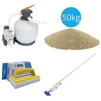 Bestway - Poolsauger AquaReach & Sandfilterpumpe 8327 L/u & Filtersand 50 kg & WAYS Scheuerbürste