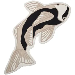 Broste Copenhagen - Koi Teppich, schwarz / beige