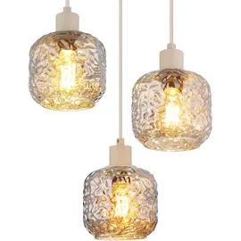 GLOBO Beige 3-flg. 35 cm Rund Glas, Metall
