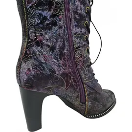 LAURA VITA Damen Stiefel florales Muster Spitze und Metallic Glanz Alcbaneo 351, Größe:40 EU, Farbe:Violett - Violett - 40