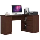 akord furniture factory Eck-Schreibtisch AKORD B20 rechts Wenge mit 3 Schubladen und 4 Ablagen B155 x H77 x T85 cm