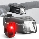 Büchel Ahead Fahrradlichter Set I 35/15 Lux Design genau mittig am Lenker StVZO zugelassen Aufladbares Fahrrad licht LED für vorne + hinten Rücklicht, fahrradlicht,