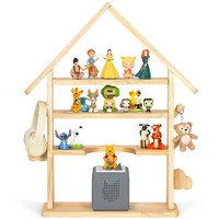 Toniebox Regal Aus Holz, Magnetische Aufbewahrung Für 30-40 Tonie Figuren, Verstärkte Magnetleisten, Seitenhaken, Freistehende Regale, Kinderregal Für Mädchen & Jungen, Hausförmiger