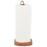 Relaxdays Küchenrollenhalter aus Holz & Messing Gold,Hellbraun