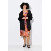 Angel Of Style by Happy Size Strickjacke Boxy Passform Lochstrick mit Glitzer Schwarz 46/48