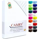 Camry Spannbettlaken Jersey-Baumwolle 120 x 200 - 130 x 200 cm Weiß