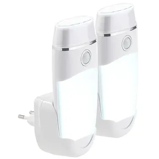 Lunartec Steckdosenlicht: 2er-Set 4in1-Multifunktions-Leuchten & Nachtlicht mit Akku (Notleuchte, Lampe Steckdose, Batterieleuchte mit Bewegungsmelder)