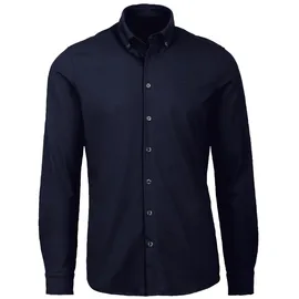 TRIGEMA Poloshirt "TRIGEMA Business-Hemd aus DELUXE-Single-Jersey", Herren, Gr. XL, blau (navy), Single Jersey, 100% Baumwolle, lang, ohne Ausschnitt, Shirts