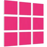 platino24 Akustikpaneele 9 Elemente Colore Quadrat 27,5 x 27,5 cm Fuchsia I Schallabsorber aus Basotect G+ mit Akustikfilz I Schalldämmung Wand & Decke I Akustikelemente Wandpaneel