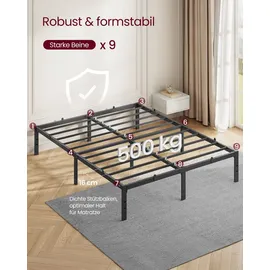 VASAGLE Bettgestell 140 x 200 cm Schwarz
